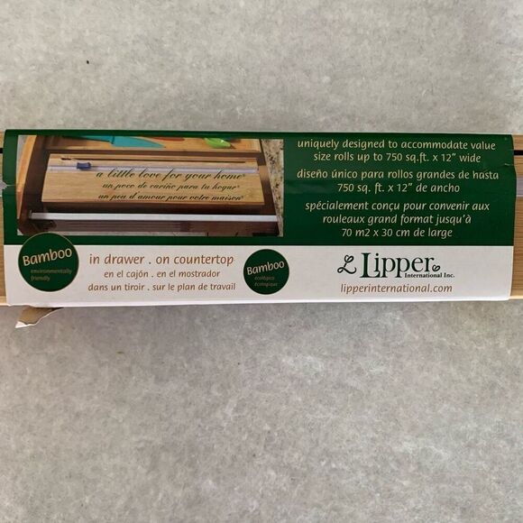 Lipper International Bamboo Single Wrap Dispenser With Cutter #8063 *New* - Picture 2 of 8